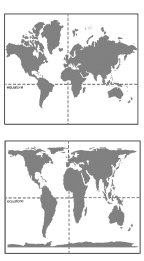 Figura 1.4.1 Proiezione tipo Mercatore e proiezione di Peters