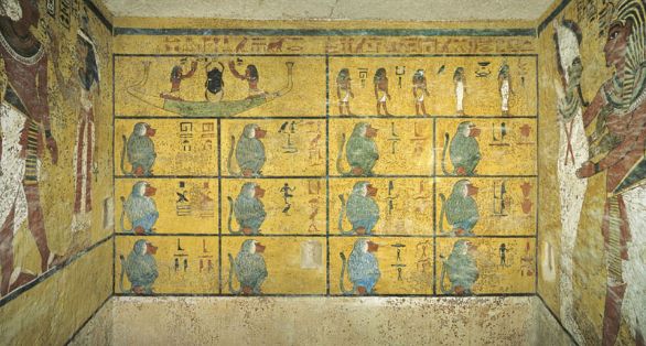 Particolare di Affresco, Camera funeraria di Tutankhamon Luxor, Valle dei Re. Particolare degli affreschi della camera funeraria di Tutankhamon (XVIII Dinastia, 1347-1338 a.C.).
© De Agostini Picture Library.