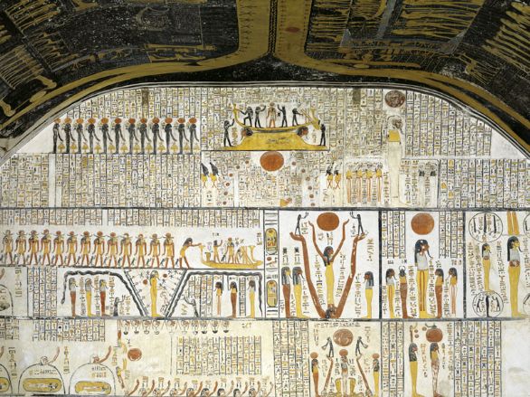 Affreschi, camera funeraria di Ramesse VI Luxor, Valle dei Re. Affreschi della camera funeraria di Ramesse VI (XX Dinastia, 1144-1136 a.C.). © De Agostini Picture Library.