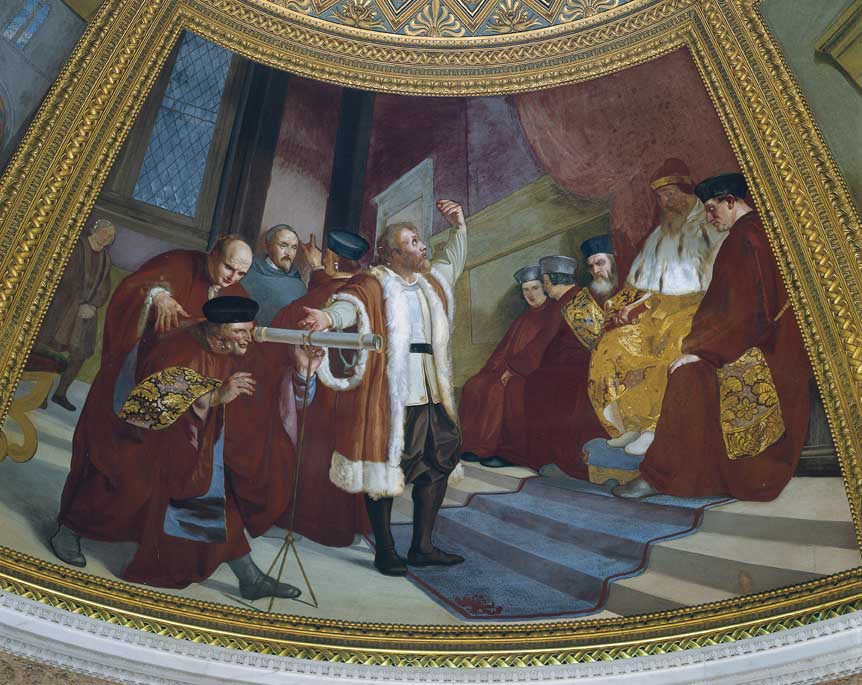 Galileo e il doge, dipinto Galileo presenta il telescopio al doge.
© De Agostini Picture Library