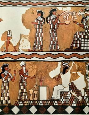 Babilonia. Particolare degli affreschi del palazzo di Zimri- Lim a Mari, sec. XVIII a.C.De Agostini Picture Library