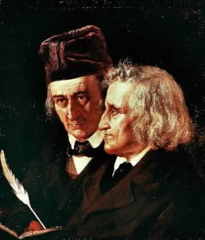 Jakob Grimm con il fratello Wilhelm.Berlino, Staatliche Museen