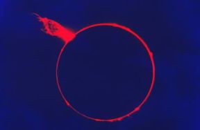 Sole . Una protuberanza fotografata durante un'eclisse.De Agostini Picture Library