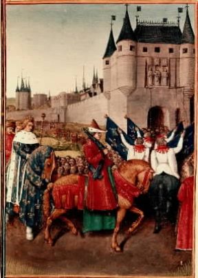 Carlo V in una miniatura di J. Fouquet per le Grandes chroniques des rois de France (sec. XV; Parigi, BibliothÃ¨que Nationale).De Agostini Picture Library