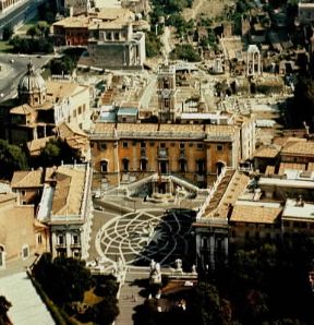 Campidoglio. Veduta aerea della piazza del Campidoglio a Roma.De Agostini Picture Library