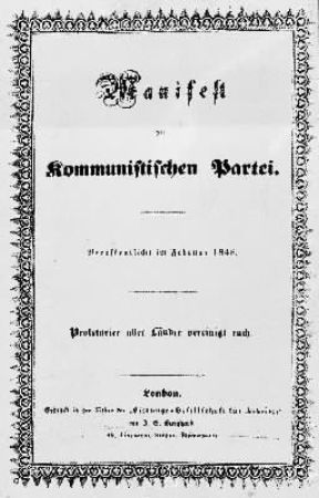 Comunismo. Frontespizio della prima edizione del Manifesto del Partito Comunista.De Agostini Picture Library