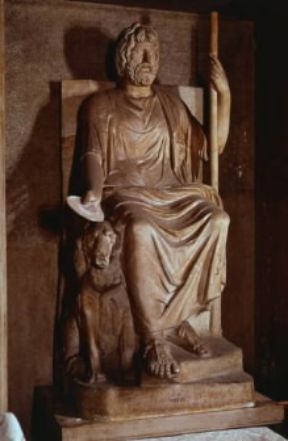 Ade raffigurato con Cerbero in una scultura di epoca romana (Roma, Villa Borghese).Roma, Villa Borghese