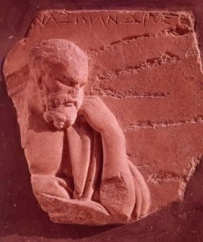 Anassimandro di Mileto in un frammento di rilievo romano d'epoca imperiale(Roma, Museo Nazionale Romano).De Agostini Picture Library