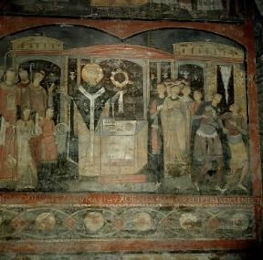 Clemente I mentre celebra la messa; affresco della basilica inferiore di S. Clemente a Roma.De Agostini Picture Library