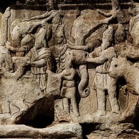 Annibale. La marcia dell'esercito cartaginese guidato dal generale contro Roma in un bassorilievo greco.De Agostini Picture Library