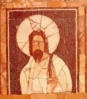 Intarsio . Una delle piÃ¹ antiche rappresentazioni di Cristo in una tarsia di marmi e pasta vitrea. De Agostini Picture Library/G. Nimatallah