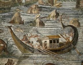 Bireme in un mosaico nilotico da Palestrina (Palestrina, Museo Nazionale).De Agostini Picture Library/A. De Gregorio