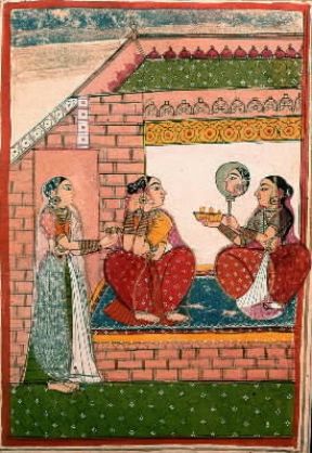Cosmesi. Miniatura indiana del sec. XVIII raffigurante la toilette di una principessa.De Agostini Picture Library / G. Dagli Orti