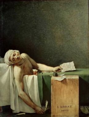 Jacques-Louis David . Marat assassinato (1793; Bruxelles, MusÃ©es Royaux des Beaux-Arts).Bruxelles Museo