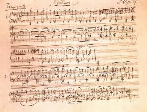 Johannes Brahms . Pagina manoscritta dello spartito dei Valzer op. 39, composti a Vienna nel 1865.De Agostini Picture Library