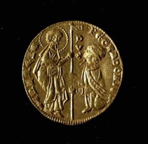 Moneta. Ducato d'oro emesso dal doge Pietro Gradenigo (sec. XIII).De Agostini Picture Library