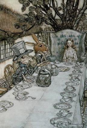 Alice nel paese delle meraviglie. Illustrazione tratta da un'edizione del sec. XIX (Londra, British Museum).De Agostini Picture Library
