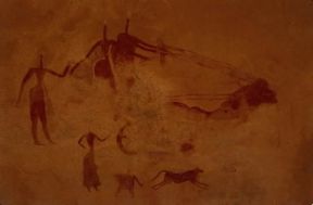 Africa. Pittura rupestre di arte del Tassili con la raffigurazione di un carro garamantico.De Agostini Picture Library/M. Fantin