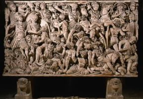 Battaglia tra Romani e Daci; particolare del sarcofago Ludovisi (sec. III; Roma, Museo Nazionale Romano). Barbaro. De Agostini Picture Library / A. Dagli Orti