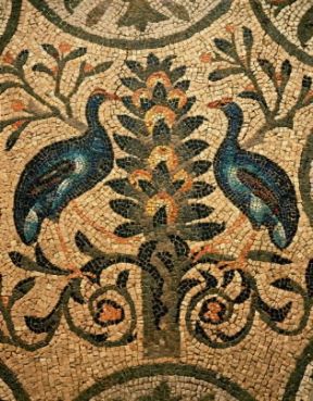 Arte paleocristiana . Mosaico pavimentale della basilica di Aquileia (sec. IV).De Agostini Picture Library/A. Dagli Orti