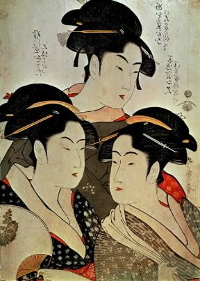 Kitagawa Utamaro. Tre belle donne di Yedo.De Agostini Picture Library