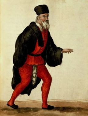 Pantalone in una illustrazione di un manoscritto del sec. XVIII (Venezia, Museo Civico Correr).De Agostini Picture Library/A. Dagli Orti