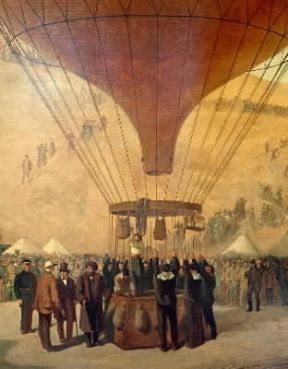 LÃ©on Gambetta parte da Parigi assediata (1870) con la mongolfiera per organizzare la resistenza a Tours.De Agostini Picture Library/G. Dagli Orti
