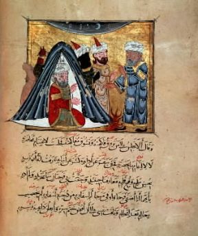 Abu Muhammad al-Qasim ibn !Ali al-Hariri. Illustrazione di una maqamat.Vienna, Nationalbibliothek