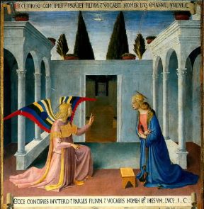 Annunciazione. Particolare dell'Armadio degli argenti di Beato Angelico (Firenze, San Marco).De Agostini Picture Library/G.Nimatallah