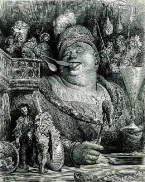 Gargantua et Pantagruel. Un'illustrazione dell'opera di F. Rabelais di G. DorÃ© (Parigi, BibliothÃ©que Nationale).De Agostini Picture Library/J. E. Bulloz