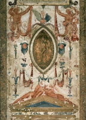 Grottesca. Particolare della decorazione ad affresco e a stucco realizzata da Raffaello nelle Logge Vaticane.De Agostini Picture Library / G. Cigolini