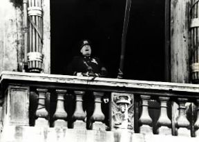 II guerra mondiale. Mussolini annuncia l'entrata in guerra dell'Italia (10 giugno 1940).De Agostini Picture Library
