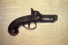 J. Henry Deringer . La piccola pistola ad avancarica che prese il nome dall'armaiolo statunitense.De Agostini Picture Library