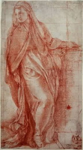 Disegno . La Vergine Annunciata del Pontormo (Firenze, Uffizi).De Agostini Picture Library/G. Nimatallah