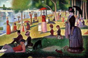 Georges-Pierre Seurat . Une dimanche aprÃ¨s-midi Ã  l'Ã®le de la Grande Jatte (1884-86; Chicago Art Institute).Chicago Art Institute
