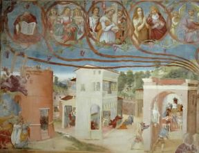 Lorenzo Lotto. Particolare degli affreschi con le Storie di S. Barbara (Trescore, Cappella Suardi).De Agostini Picture Library/A. Dagli Orti