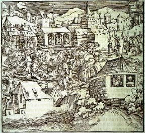 Germania. La rivolta contadina del sec. XVI in un'incisione dell'epoca (Berlino, Staatliche Museum).Berlino, Staatliche Museum