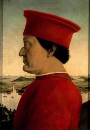 Federico da Montefeltro nel celebre ritratto di Piero della Francesca (Firenze, Uffizi).De Agostini Picture Library/M. Carrieri