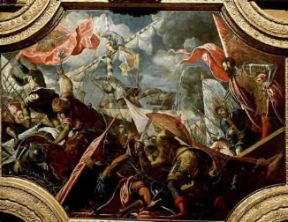 Iacopo Robusti detto il Tintoretto. Soranzo porta i veneziani alla vittoria su Argenta (Venezia, Palazzo Ducale).De Agostini Picture Library/A. De Gregorio