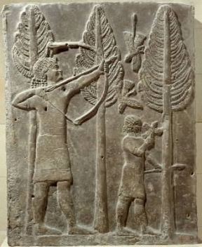 Khorsabad. Rilievo con scena di caccia dal palazzo imperiale di Sargon II (Parigi, Louvre).De Agostini Picture Library/G. Dagli Orti