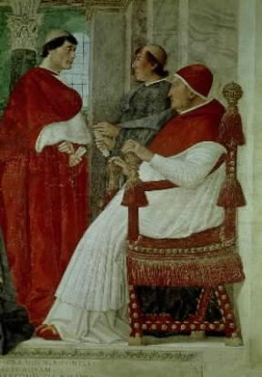 Sisto IV . Il papa con il Platina in un dipinto di Melozzo da ForlÃ¬ (Roma, Pinacoteca Vaticana).De Agostini Picture Library