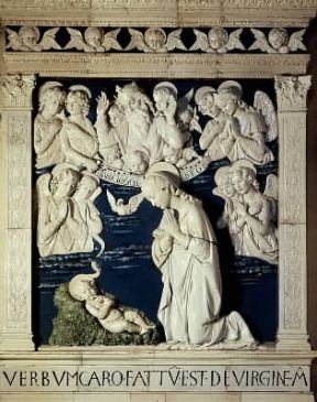 Andrea Della Robbia . L'adorazione del Bambino (La Verna, Chiesa Maggiore).De Agostini Picture Library/G. Barone