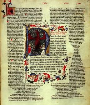 Dante Alighieri . Pagina del XIX canto del Paradiso in un codice del sec. XIV (Firenze, Biblioteca Marciana).De Agostini Picture Library/Pineider