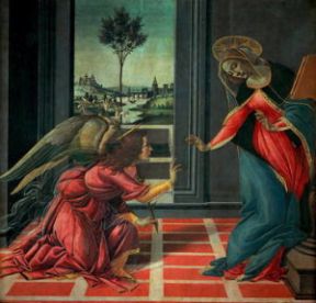 Annunciazione. L'Annunciazione di Sandro Botticelli (Firenze, Uffizi).De Agostini Picture Library
