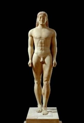 Kouros. Statua funeraria del 520 a. C. ca. (Atene, Museo Archeologico Nazionale).De Agostini Picture Library/G. Nimatallah