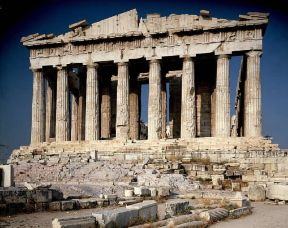 Partenone . Veduta della facciata occidentale del tempio dorico (sec. V a. C.).De Agostini Picture Library/G. Dagli Orti