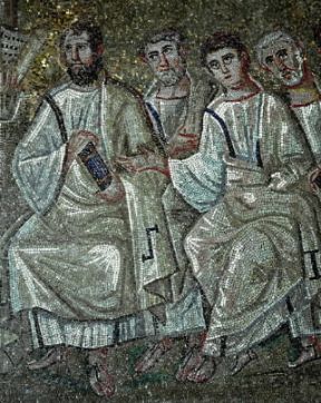 Arte paleocristiana . Un mosaico parietale della cappella di S. Aquilino in S. Lorenzo a Milano (sec. IV).De Agostini Picture Library/M. Carrieri