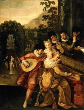 Concerto del sec. XVI in un dipinto del Pozzoserrato (Venezia, palazzo Ducale).De Agostini Picture Library / G. Dagli Orti