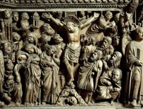 Nicola Pisano. La Crocifissione raffigurata nei rilievi del pulpito nel duomo di Siena.