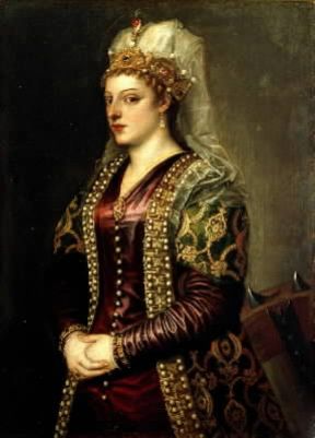 Caterina Cornaro, regina di Cipro, in un ritratto di Tiziano (Firenze, Uffizi).De Agostini Picture Library/G. Nimatallah